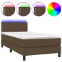 Boxspringbett-Matratze und LED-Leuchten aus dunkelbraunem Stoff, 90 x 190 cm von vidaXL, Betten und Lattenroste - Ref: Foro24...