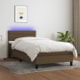 Box spring bed mattress and LED lights dark brown fabric 90x190cm by vidaXL, Beds and slatted bases - Ref: Foro24-3133200, Pr...