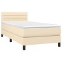 Box spring bed mattress and LED lights cream fabric 90x190 cm by vidaXL, Beds and slatted bases - Ref: Foro24-3133202, Price:...