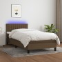 Box spring bed mattress and LED lights dark brown fabric 90x190cm by vidaXL, Beds and slatted bases - Ref: Foro24-3133280, Pr...