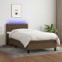 Box spring bed mattress and LED lights dark brown fabric 90x190cm by vidaXL, Beds and slatted bases - Ref: Foro24-3133360, Pr...