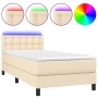 Boxspringbett-Matratze und LED-Leuchten, cremefarbener Stoff, 90 x 190 cm von vidaXL, Betten und Lattenroste - Ref: Foro24-31...