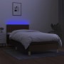 Box spring bed with LED mattress dark brown fabric 90x190 cm by vidaXL, Beds and slatted bases - Ref: Foro24-3133840, Price: ...