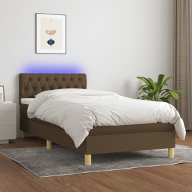 Boxspringbett mit LED-Matratze dunkelbrauner Stoff 90x190 cm von vidaXL, Betten und Lattenroste - Ref: Foro24-3133920, Preis:...