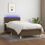 Cama box spring con colchón LED tela marrón oscuro 90x190 cm de vidaXL, Camas y somieres - Ref: Foro24-3133920, Precio: 325,2...