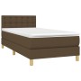 Cama box spring con colchón LED tela marrón oscuro 90x190 cm de vidaXL, Camas y somieres - Ref: Foro24-3134000, Precio: 311,9...