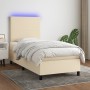 Boxspringbettmatratze und LED-Leuchten aus cremefarbenem Stoff 90x190 cm von vidaXL, Betten und Lattenroste - Ref: Foro24-313...