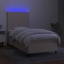 Box spring bed mattress and LED lights cream fabric 90x190 cm by vidaXL, Beds and slatted bases - Ref: Foro24-3134682, Price:...