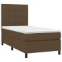 Boxspringbett-Matratze und LED-Leuchten aus dunkelbraunem Stoff, 90 x 190 cm von vidaXL, Betten und Lattenroste - Ref: Foro24...