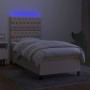 Box spring bed mattress and LED lights cream fabric 90x190 cm by vidaXL, Beds and slatted bases - Ref: Foro24-3135082, Price:...