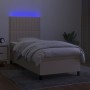 Boxspringbettmatratze und LED-Leuchten aus cremefarbenem Stoff 90x190 cm von vidaXL, Betten und Lattenroste - Ref: Foro24-313...