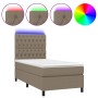 Boxspringbett mit Matratze und LED-Leuchten taupegrauer Stoff 90x190 cm von vidaXL, Betten und Lattenroste - Ref: Foro24-3135...