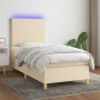 Cama box spring colchón y luces LED tela color crema 90x190 cm de vidaXL, Camas y somieres - Ref: Foro24-3135242, Precio: 363...