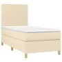 Box spring bed mattress and LED lights cream fabric 90x190 cm by vidaXL, Beds and slatted bases - Ref: Foro24-3135242, Price:...
