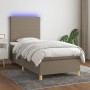 Boxspringbett mit Matratze und LED-Leuchten taupegrauer Stoff 90x190 cm von vidaXL, Betten und Lattenroste - Ref: Foro24-3135...