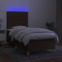 Box spring bed mattress and LED lights dark brown fabric 90x190cm by vidaXL, Beds and slatted bases - Ref: Foro24-3135400, Pr...