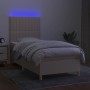 Boxspringbettmatratze und LED-Leuchten aus cremefarbenem Stoff 90x190 cm von vidaXL, Betten und Lattenroste - Ref: Foro24-313...