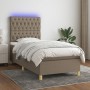 Cama box spring colchón y luces LED tela gris taupe 90x190 cm de vidaXL, Camas y somieres - Ref: Foro24-3135641, Precio: 393,...