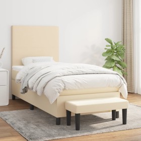 Box spring bed with cream fabric mattress 90x190 cm by vidaXL, Beds and slatted bases - Ref: Foro24-3136402, Price: 396,72 €,...