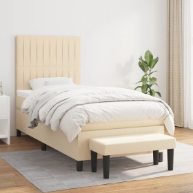 Box spring bed with cream fabric mattress 90x190 cm by vidaXL, Beds and slatted bases - Ref: Foro24-3136722, Price: 402,26 €,...