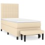 Box spring bed with cream fabric mattress 90x190 cm by vidaXL, Beds and slatted bases - Ref: Foro24-3136722, Price: 397,99 €,...