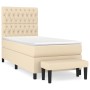 Cama box spring con colchón tela color crema 90x190 cm de vidaXL, Camas y somieres - Ref: Foro24-3136802, Precio: 415,59 €, D...