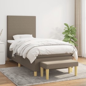 Cama box spring con colchón tela gris taupe 90x190 cm de vidaXL, Camas y somieres - Ref: Foro24-3136961, Precio: 398,57 €, De...