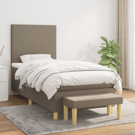 Box spring bed with taupe gray fabric mattress 90x190 cm by vidaXL, Beds and slatted bases - Ref: Foro24-3136961, Price: 396,...