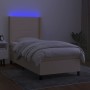 Box spring bed mattress and LED lights cream fabric 90x190 cm by vidaXL, Beds and slatted bases - Ref: Foro24-3138122, Price:...