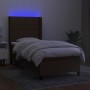 Box spring bed mattress and LED lights dark brown fabric 90x190cm by vidaXL, Beds and slatted bases - Ref: Foro24-3138280, Pr...