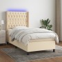 Cama box spring colchón y luces LED tela color crema 90x190 cm de vidaXL, Camas y somieres - Ref: Foro24-3138522, Precio: 394...