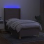 Boxspringbett mit Matratze und LED-Leuchten taupegrauer Stoff 90x190 cm von vidaXL, Betten und Lattenroste - Ref: Foro24-3138...