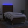 Box spring bed mattress and LED lights dark brown fabric 90x190cm by vidaXL, Beds and slatted bases - Ref: Foro24-3138840, Pr...