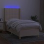 Boxspringbettmatratze und LED-Leuchten aus cremefarbenem Stoff 90x190 cm von vidaXL, Betten und Lattenroste - Ref: Foro24-313...