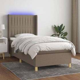 Cama box spring colchón y luces LED tela gris taupe 90x190 cm de vidaXL, Camas y somieres - Ref: Foro24-3139001, Precio: 385,...