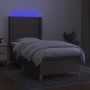 Boxspringbett mit Matratze und LED-Leuchten taupegrauer Stoff 90x190 cm von vidaXL, Betten und Lattenroste - Ref: Foro24-3139...