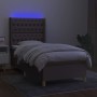 Boxspringbett mit Matratze und LED-Leuchten taupegrauer Stoff 90x190 cm von vidaXL, Betten und Lattenroste - Ref: Foro24-3139...