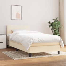 Cama box spring con colchón tela color crema 90x190 cm de vidaXL, Camas y somieres - Ref: Foro24-3139862, Precio: 311,39 €, D...