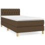 Cama box spring con colchón tela marrón oscuro 90x190 cm de vidaXL, Camas y somieres - Ref: Foro24-3140820, Precio: 314,58 €,...