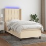 Box spring bed mattress and LED lights cream fabric 90x190 cm by vidaXL, Beds and slatted bases - Ref: Foro24-3138442, Price:...