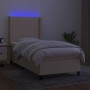 Box spring bed mattress and LED lights cream fabric 90x190 cm by vidaXL, Beds and slatted bases - Ref: Foro24-3138442, Price:...