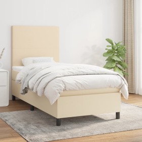 Box spring bed with cream fabric mattress 90x190 cm by vidaXL, Beds and slatted bases - Ref: Foro24-3141582, Price: 361,99 €,...