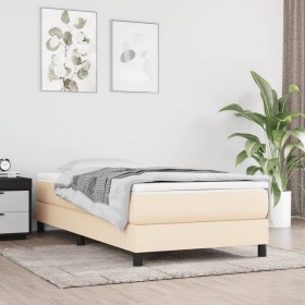 Box spring bed with cream fabric mattress 90x190 cm by vidaXL, Beds and slatted bases - Ref: Foro24-3144042, Price: 283,53 €,...