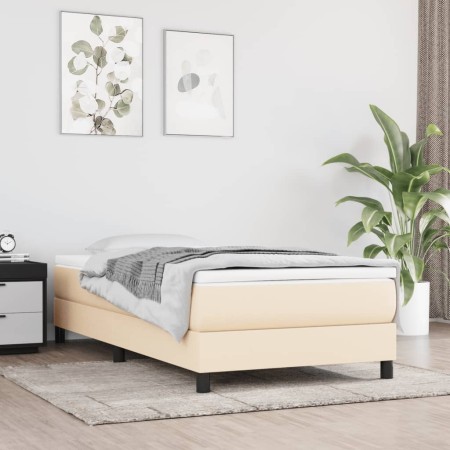 Box spring bed with cream fabric mattress 90x190 cm by vidaXL, Beds and slatted bases - Ref: Foro24-3144042, Price: 285,94 €,...