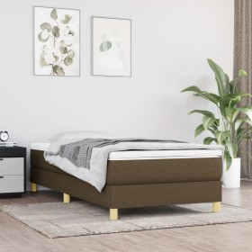 Cama box spring con colchón tela marrón oscuro 90x190 cm de vidaXL, Camas y somieres - Ref: Foro24-3144138, Precio: 273,99 €,...