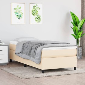 Box spring bed with cream fabric mattress 90x190 cm by vidaXL, Beds and slatted bases - Ref: Foro24-3144388, Price: 305,86 €,...