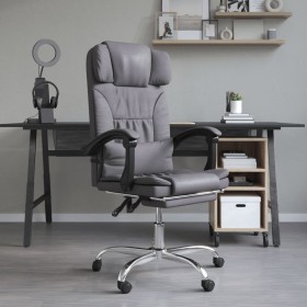 Silla de oficina reclinable masaje cuero sintético gris de vidaXL, Sillas de oficina - Ref: Foro24-349745, Precio: 123,90 €, ...