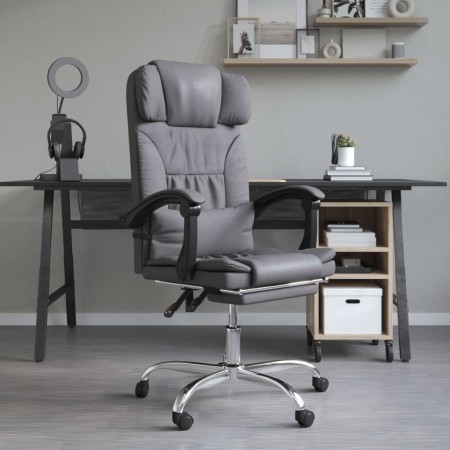 Silla de oficina reclinable masaje cuero sintético gris de vidaXL, Sillas de oficina - Ref: Foro24-349745, Precio: 121,99 €, ...