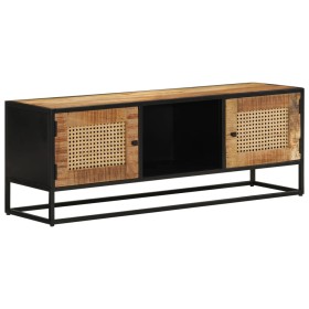 TV stand made of untreated mango wood and iron 110x30x40 cm by vidaXL, TV Furniture - Ref: Foro24-353887, Price: 196,54 €, Di...