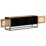 Mueble de TV madera de mango sin tratar y hierro 110x30x40 cm de vidaXL, Muebles TV - Ref: Foro24-353887, Precio: 196,54 €, D...